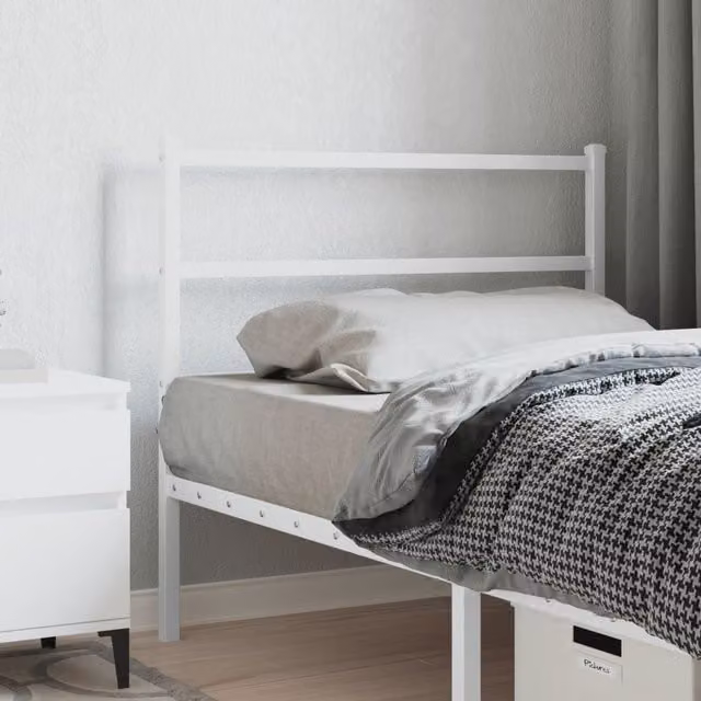 Berkfield Home Metal Headboard in White, Width: 107 cm