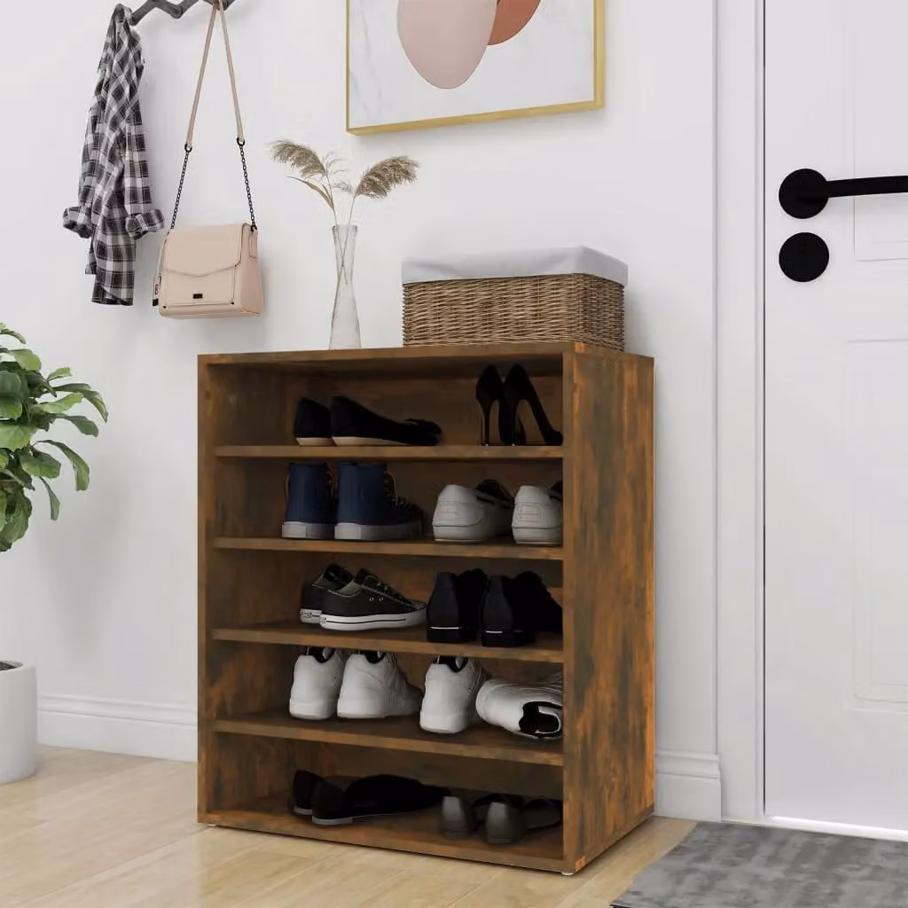 Berkfield Home Smoked Oak Shoe Cabinet in Brown, W/D/H: 60 x 35 x 70 cm – 3
