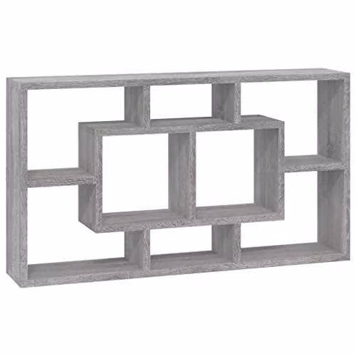 vidaXL Wall Mounted Display Shelf with 8 Compartments in Grey Sonoma