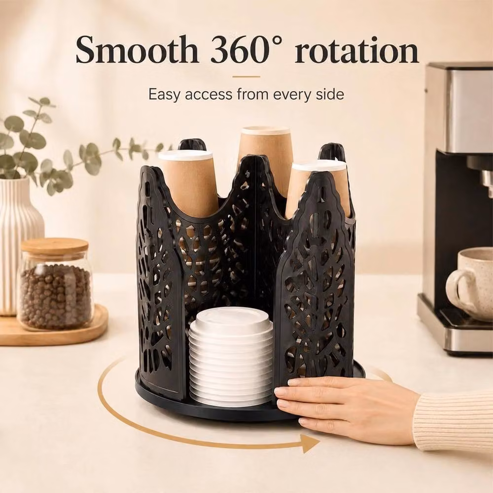 FLAVORA 360 Rotating Desktop Paper Cup Holder in Black, Width: 50 cm – 5