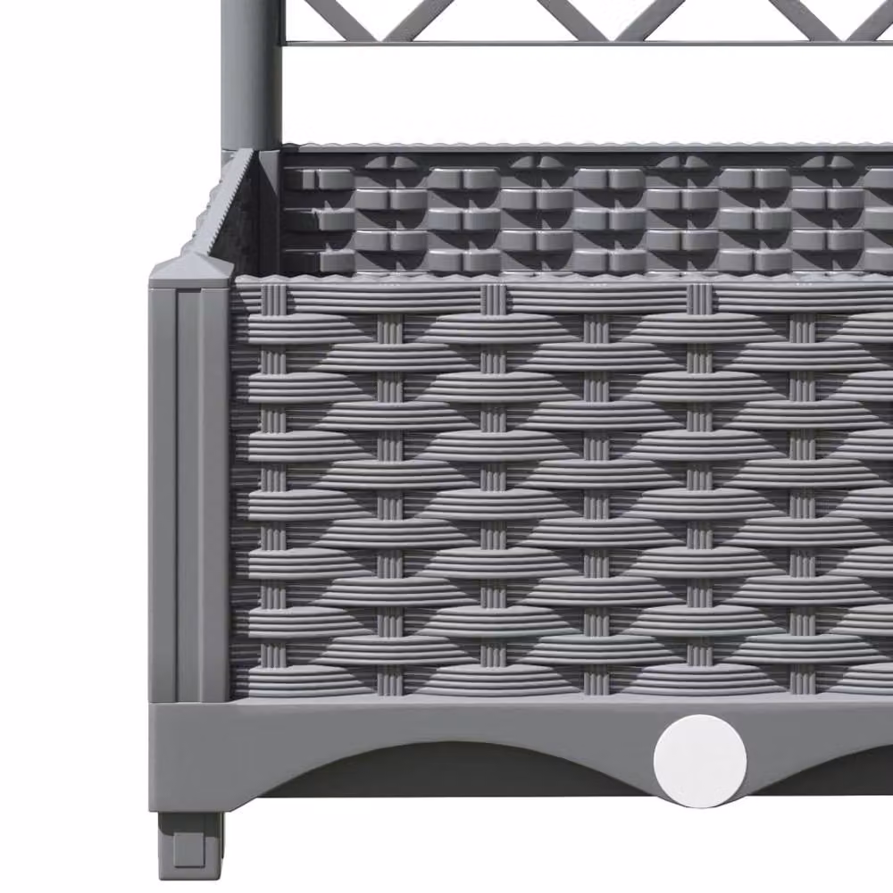 Berkfield Home Garden Planter with Trellis, Light Grey, W: 80 cm, D: 40 cm, H: 121.5 cm – 4