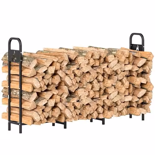Outsunny Steel Firewood Log Rack in Matt Black – 1