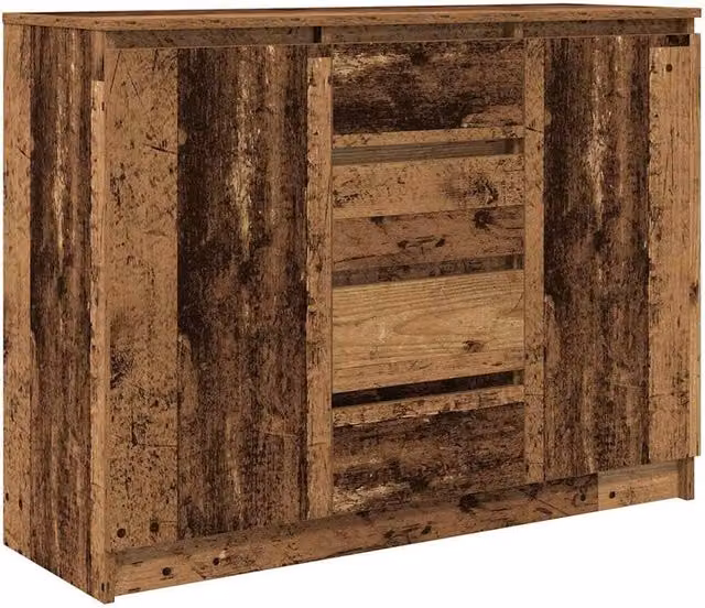 Berkfield Home Rustic Sideboard with Drawers in Brown, W/D/H: 100.5 x 35 x 76 cm