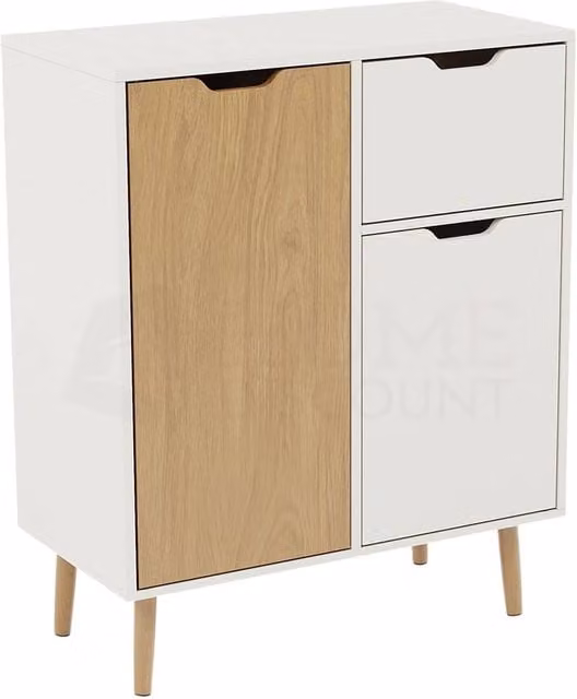SPETLEK Modern Oak and White Sideboard with 2 Doors and 1 Drawer – 1