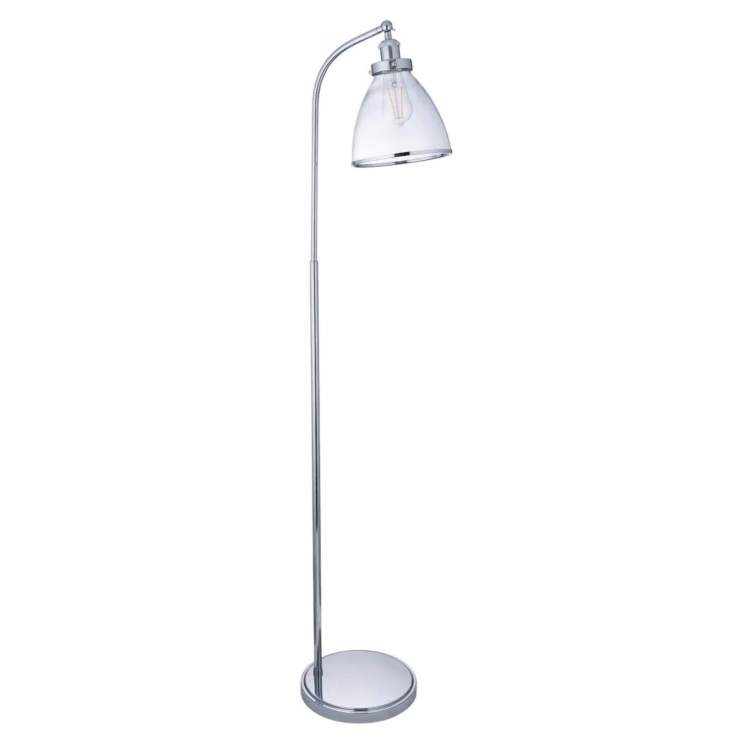 Pagazzi Brunswick Silver Chrome and Transparent Glass Task Floor Lamp – 3