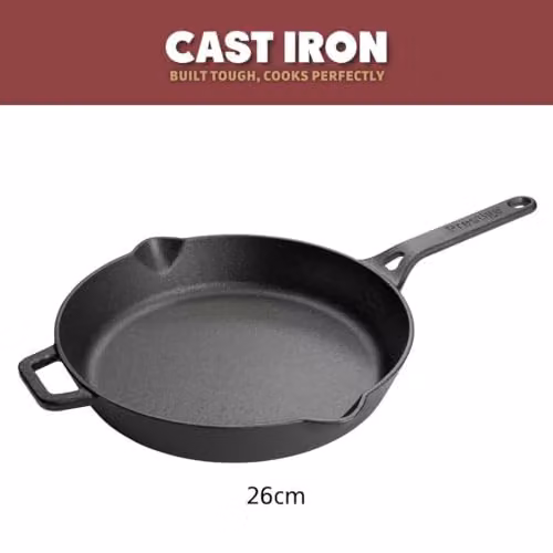 Prestige Black Cast Iron Frying Pan, 26 cm, Oven Safe – 3