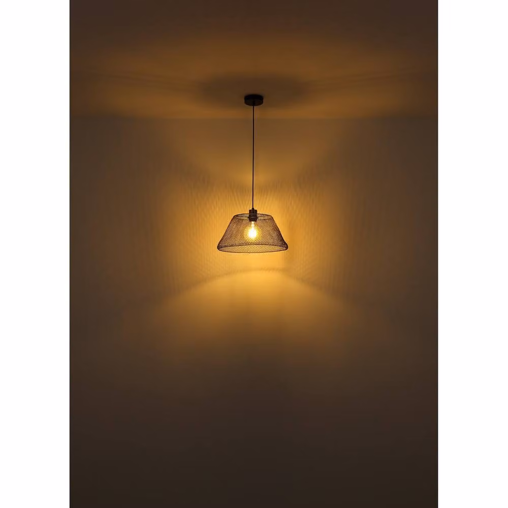 Netlighting Baku Industrial Wire Frame Pendant Light in Black and Gold/Brass, Height: 120 cm, Diameter: 36 cm – 5
