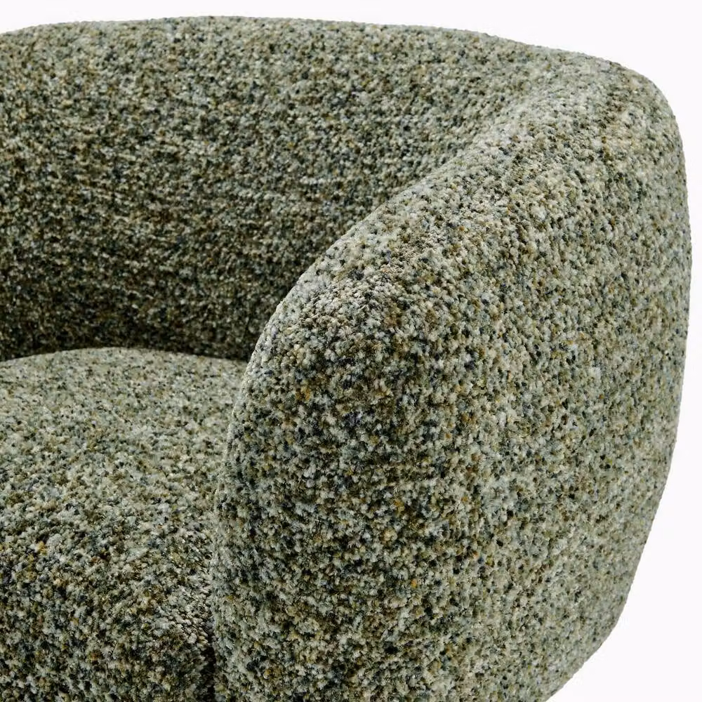 FurnitureboxUK Veda Green Bouclé Fabric Accent Tub Chair with Armrests and Solid Wood Frame – 3