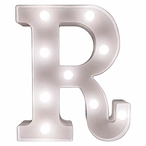 mysmartbuy White Battery Powered 3D LED Letter R Light, H 22 x W 14 x D 3 cm