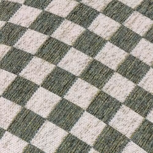 HOEM Larro Chenille Checkerboard Decorative Cushion, Green, Multicolour, Beige, W/D/H: 45 x 45 x 45 cm – 5