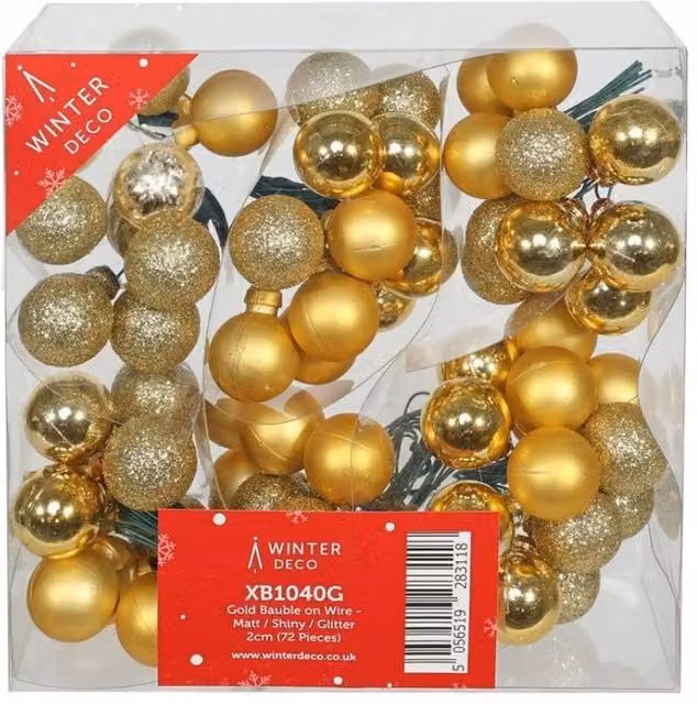 KDMD Gold Christmas Baubles with Matt Shiny Glitter Finish, 72 Pack – 1