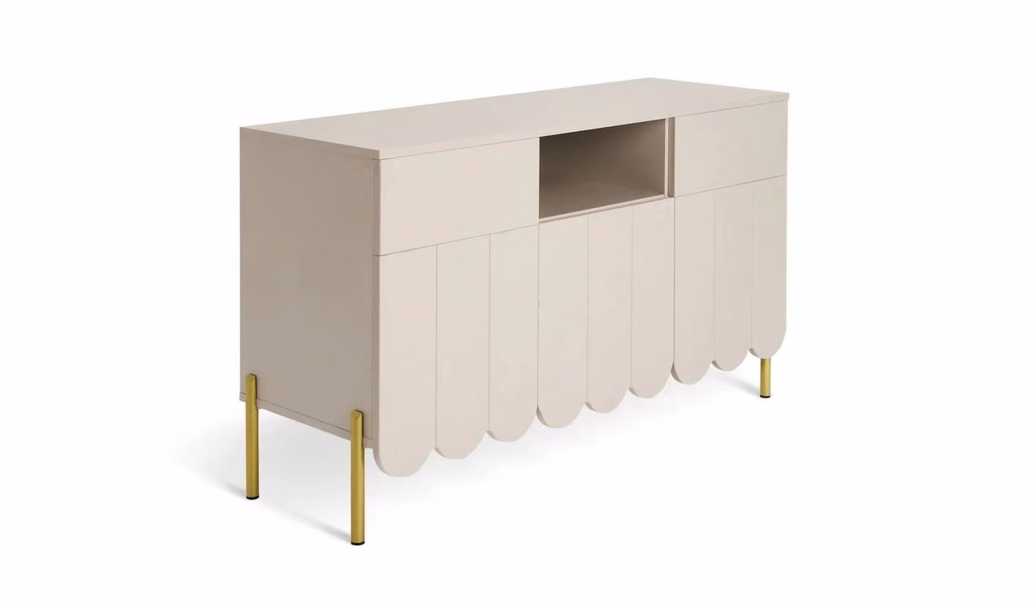 Fala 3 Door 2 Drawer Sideboard in Beige and Gold, W/D/H: 120 x 42 x 71.2 cm