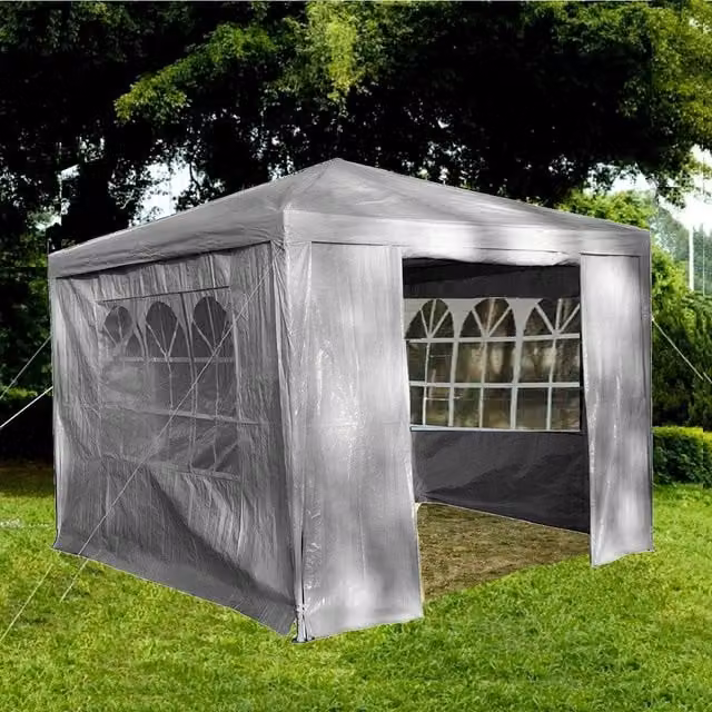Gr8 Garden Gazebo Tent with Removable Sides, Grey, W: 300 cm, D: 300 cm, H: 245 cm – 4