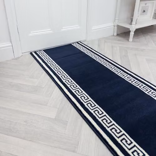 runrug Key Hallway Runner Rug in Blue, W/D/H: 70 x 390 x 0.9 cm