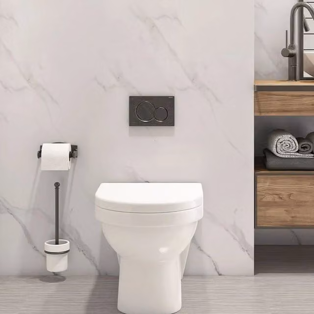 Bathwell Matt Carrara Marble Look Waterproof PVC Wall Panel in White and Grey, W: 100 cm, H: 240 cm