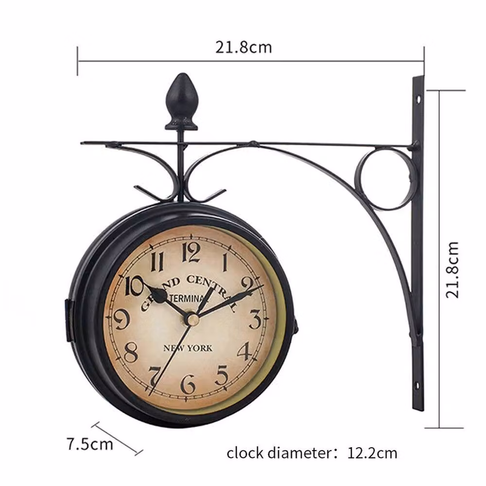 SPETLEK Retro Round Analog Metal Wall Clock for Outdoor Gardens in Black – 2