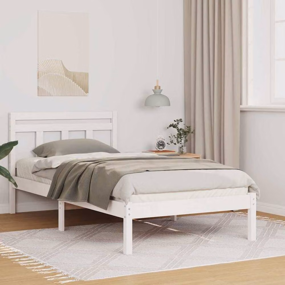 Berkfield Home Traditional White Solid Pine Wood Mattress W/D/H: 100 x 200 cm – 2