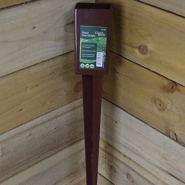 Garden Mile Brown Square In-Ground Fence Post Holder Spike Pack of 2