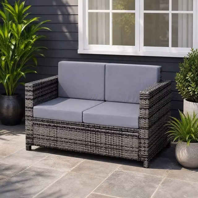 STILVORA 2 Seater Sofa with Cushions and Armrests in Grey
