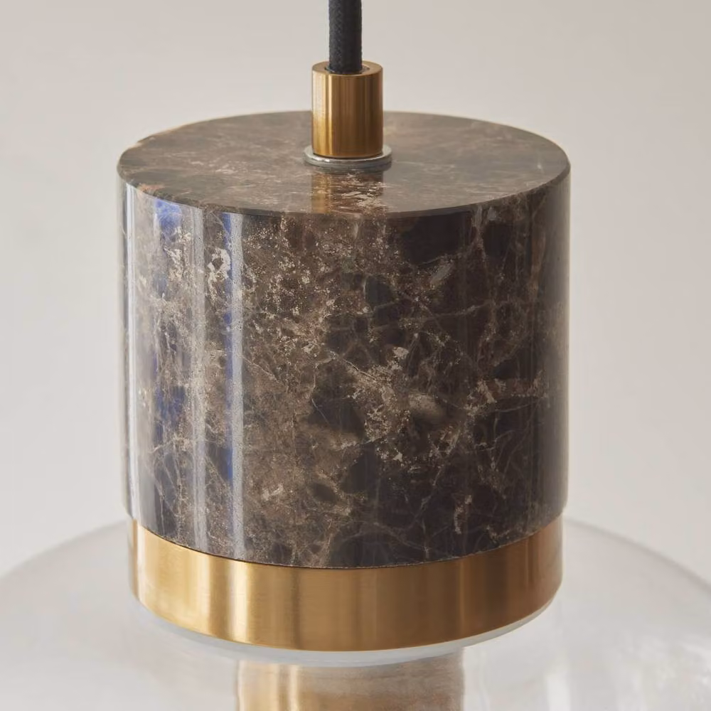 Netlighting Travi Slim Vintage Pendant Light in Brown and Brass with Transparent Glass and E27 Socket – 3