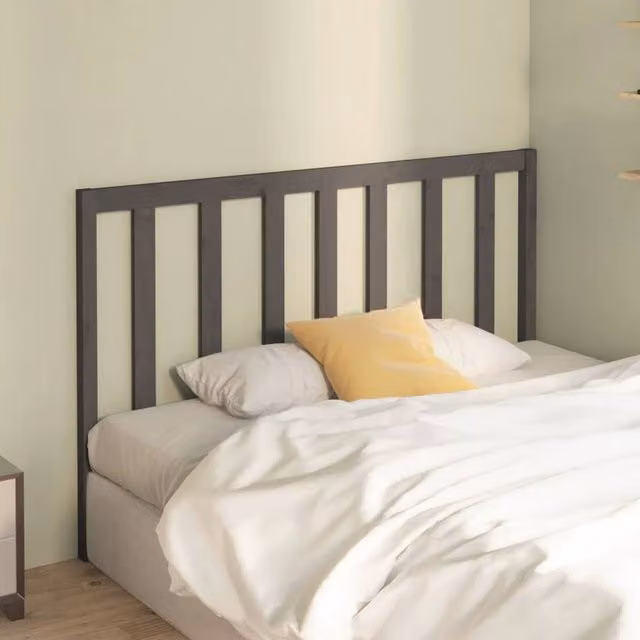 Berkfield Home Beautiful Bed Headboard in Grey Solid Pine Wood, W: 146 cm, D: 4 cm, H: 100 cm
