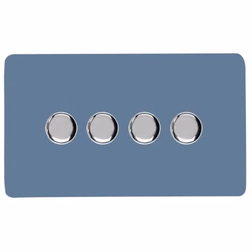 Trendi Switch 4 Gang 1 or 2 Way 150w Rotary LED Dimmer Light Switch in Sky Blue – 2
