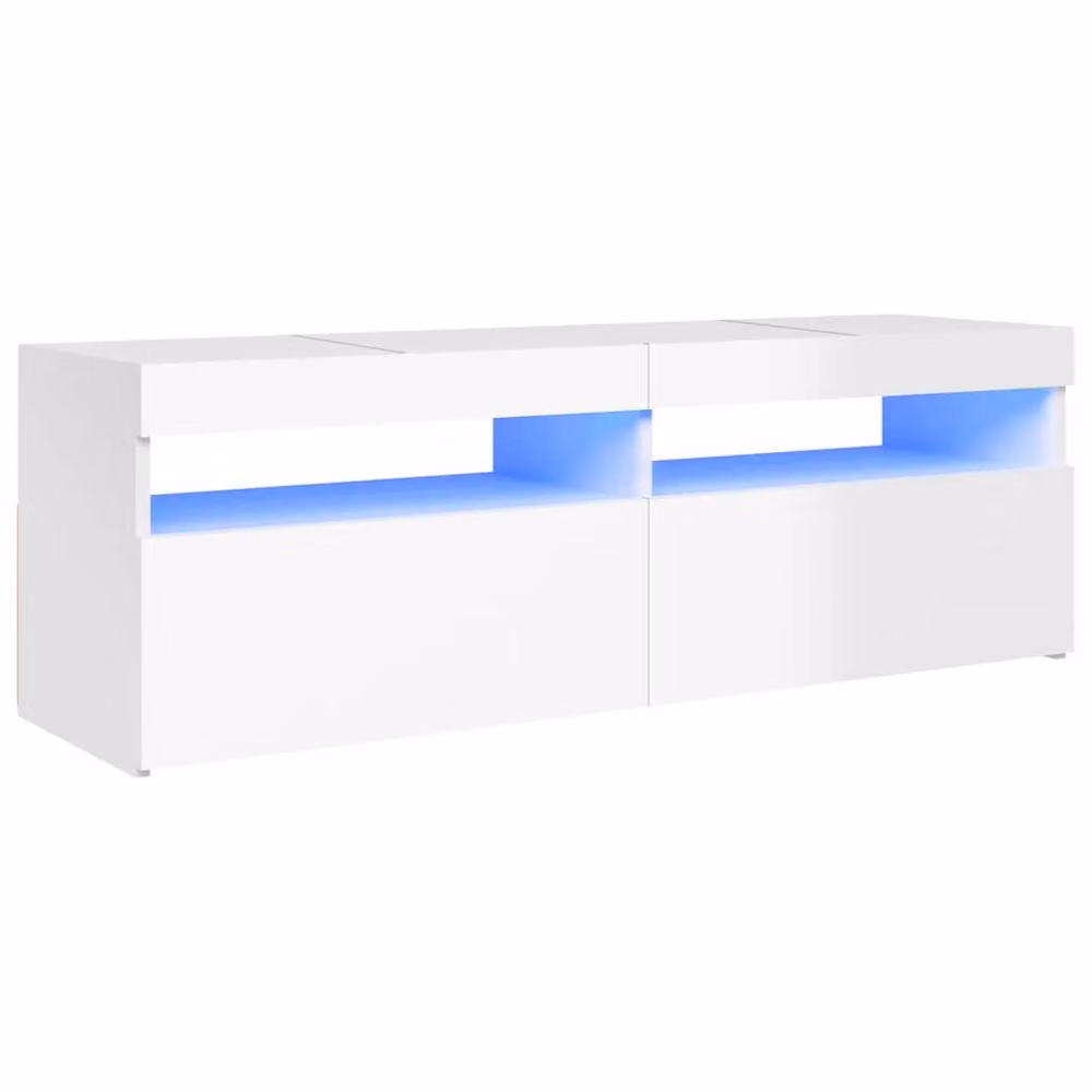 Berkfield Home Modern High Gloss White TV Cabinet with LED Lights, W/D/H: 120 x 35 x 40 cm – 2