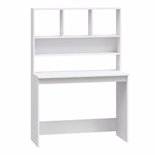 vidaXL Desk with Shelves, White, W: 102 cm, D: 45 cm, H: 148 cm, Engineered Wood