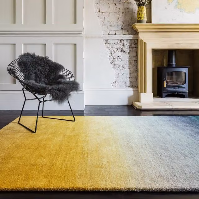 Asiatic Carpets Modern Rectangular Wool Area Rug with Yellow and Grey Gradient