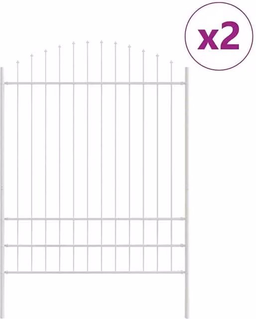 Berkfield Home White Powder-Coated Steel Garden Fence with Round Hoop Top, W: 4 m, H: 2 m
