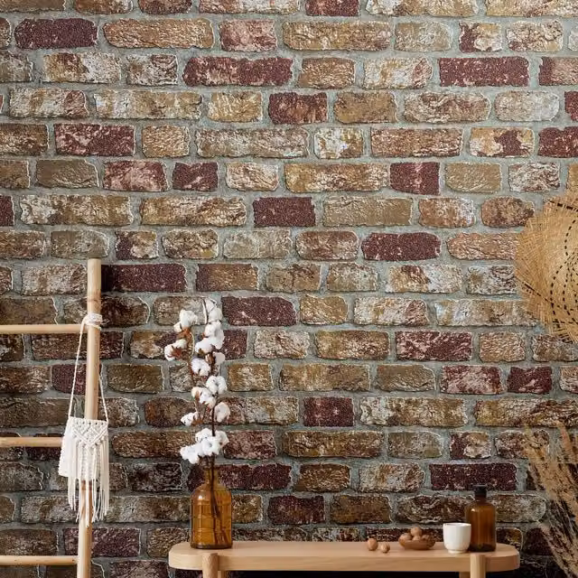 Galerie Industrial Effects Brick Wallpaper in Bronze Brown