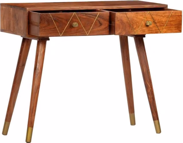 Berkfield Home Rustic Brown Solid Acacia Wood Console Table W/D/H: 90 x 35 x 76 cm – 1