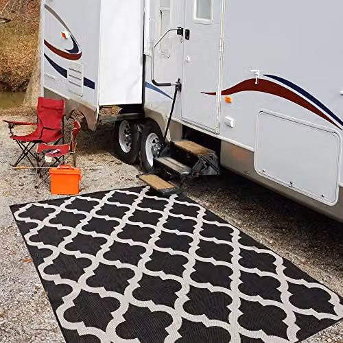 THE RUGS Black Moroccan Modern Outdoor and Indoor Area Rug, W: 80 cm, L: 150 cm – 5