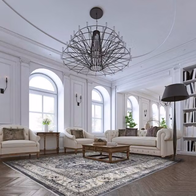 The Rug Shop UK Charcoal Traditional Border Rug, Grey, W: 200 cm, D: 290 cm