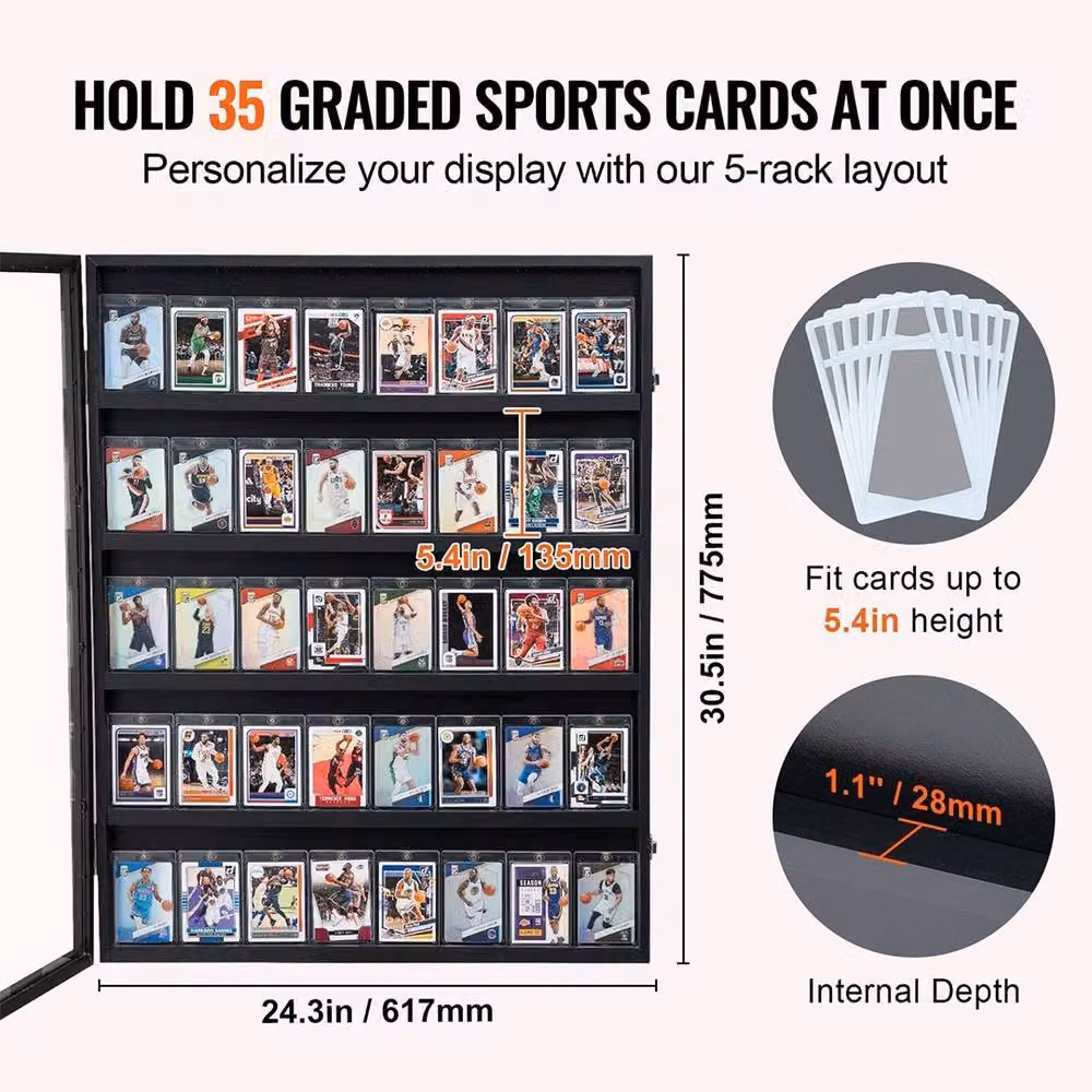 Ventryn Lockable UV Protection Graded Sports Card Display Case, Black, W: 77.5 cm, H: 77 cm, D: 62.2 cm – 3