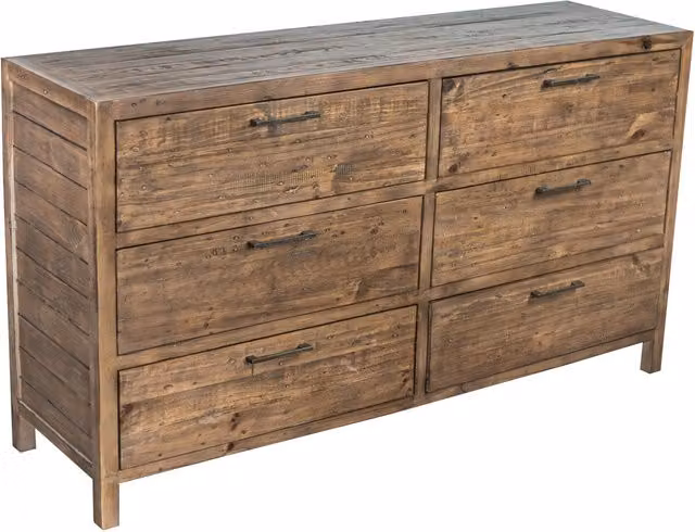 Julian Bowen Heritage 6 Drawer Wide Chest in Brown and Beige