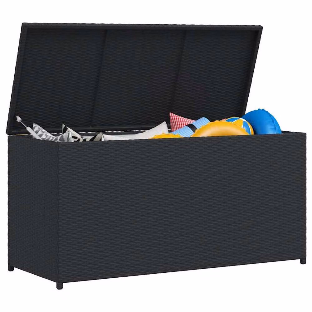 Berkfield Home Garden Storage Box in Black Poly Rattan, W/D/H: 120 x 50 x 60 cm – 4