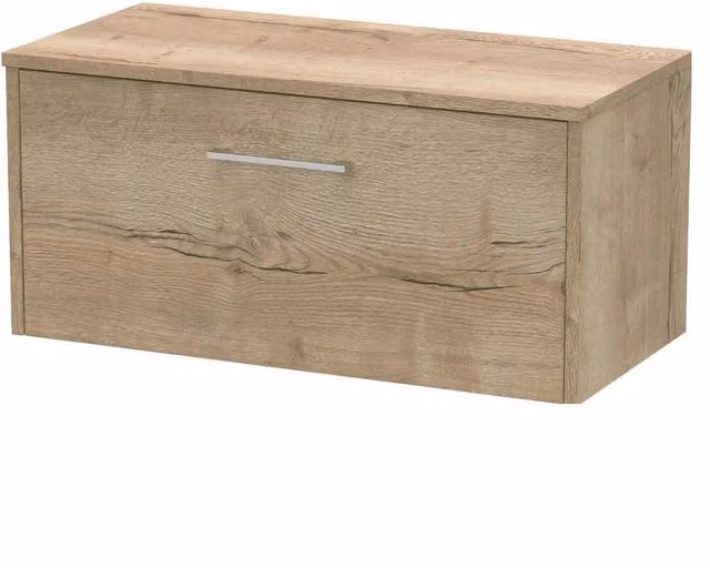 Balterley Winshill Contemporary 1 Drawer Wall Hung Vanity Unit, Light Oak, Brown, Width: 80 cm