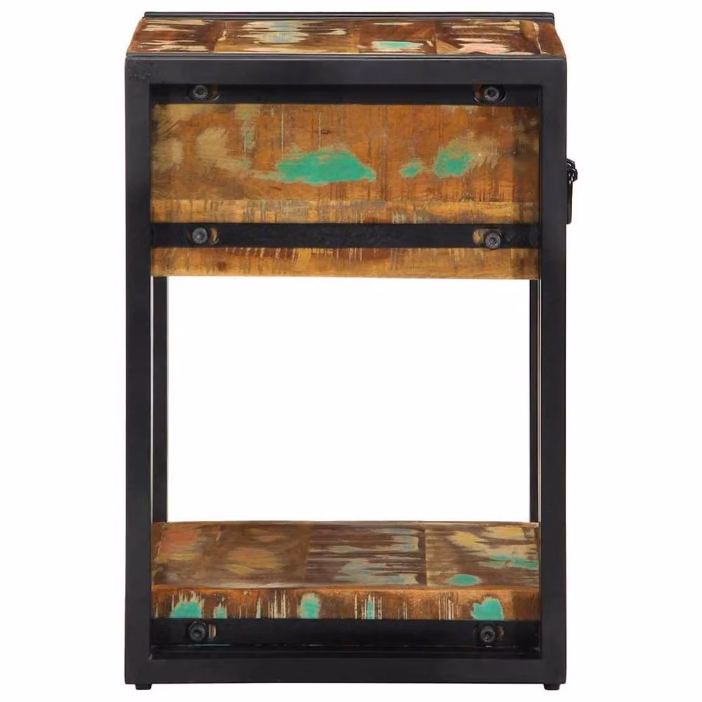 Berkfield Home Set of 2 Reclaimed Solid Wood Bedside Cabinets in Brown, W/D/H: 40 x 35 x 50 cm – 5