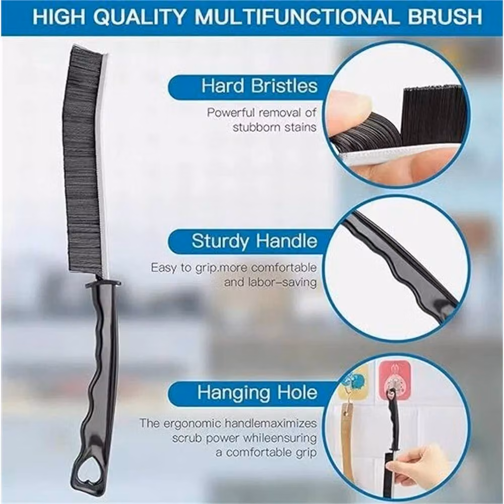 VOGREX 3-Piece Black Hard Bristle Crevice Cleaning Brush Set – 4