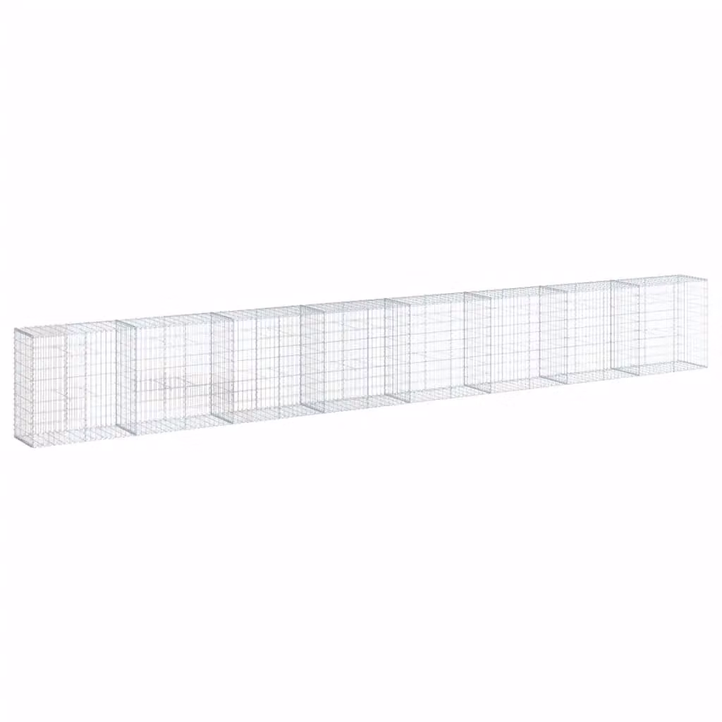 Berkfield Home Silver Galvanised Steel Gabion Basket with Cover, W: 800 cm, D: 50 cm, H: 100 cm – 2