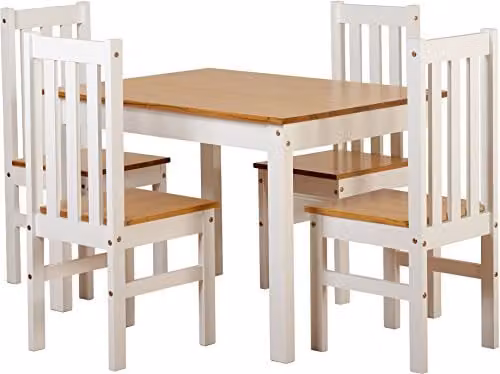 Seconique Ludlow Dining Set with Table and 4 Chairs in White and Oak Effect