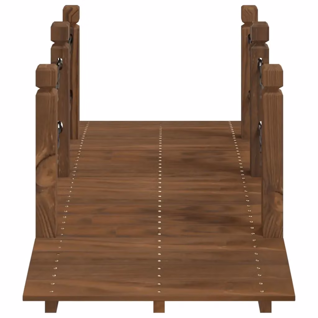 Berkfield Home Garden Bridge with Chain Railings in Brown Solid Spruce Wood, W/D/H: 150 x 67 x 56 cm – 3