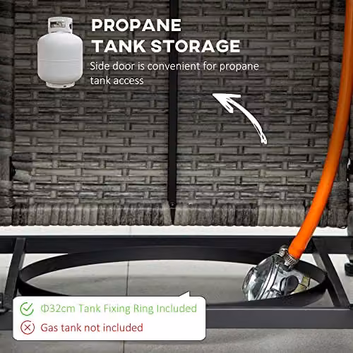 Outsunny PE Rattan Gas Fire Pit Table with Lava Stone in Grey, W/D/H: 71 x 71 x 63 cm – 4