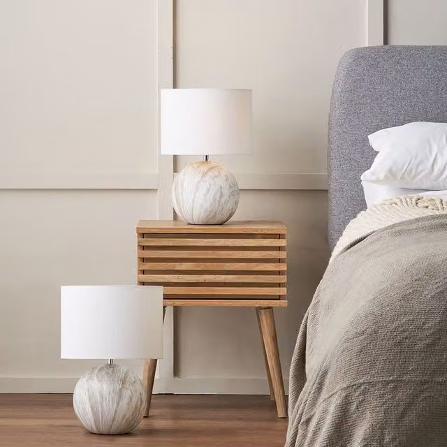 Ruma Set of 2 Viejo Grey Stone Effect Ceramic Table Lamps