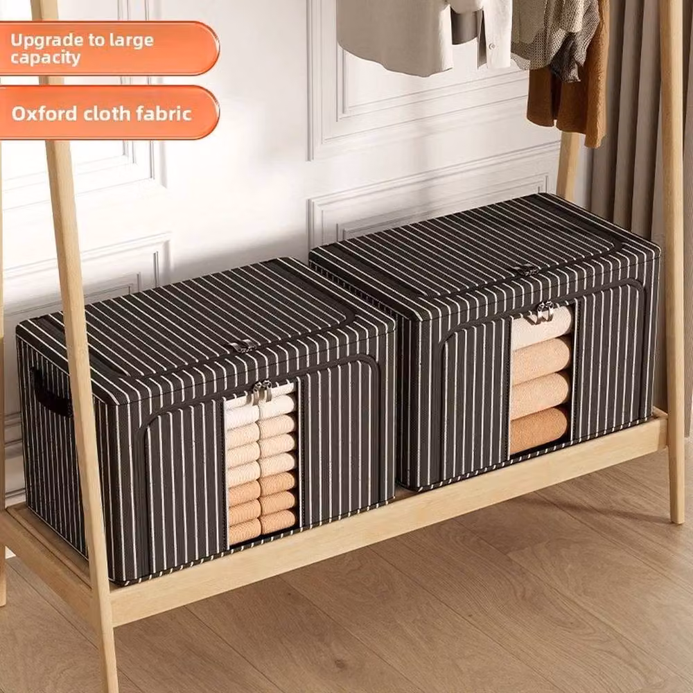 KORVIXA Black Foldable Fabric Underbed Clothes Storage Bags, 66L, W: 50 cm, D: 40 cm, H: 33 cm – 4