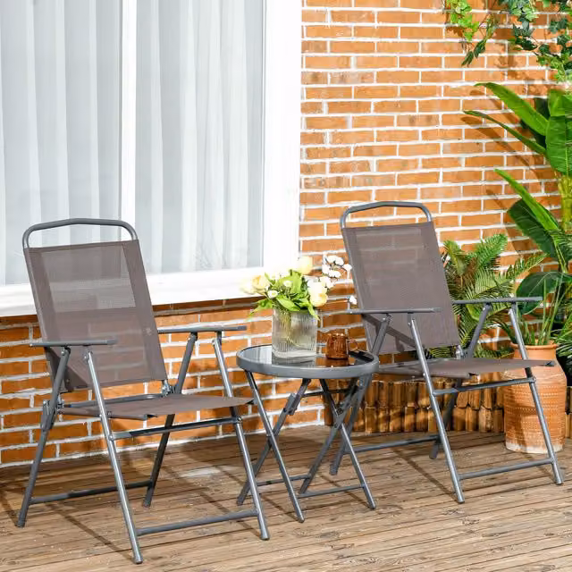 Outsunny 3 Piece Outdoor Patio Bistro Furniture Set in Brown