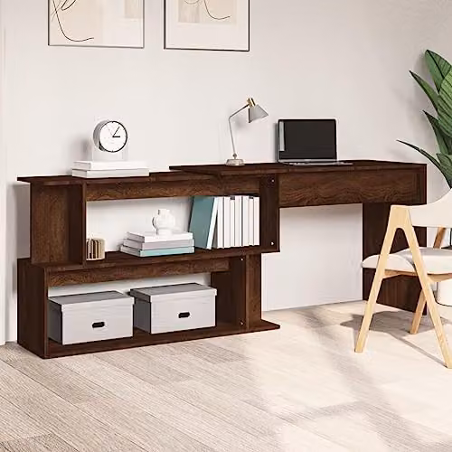 vidaXL Modern Corner Desk in Brown Oak, W/D/H: 200 x 50 x 76 cm – 2