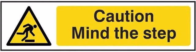 Scan Caution Mind The Step PVC Sign, Yellow and Multicolour, W: 20 cm, H: 5 cm – 1