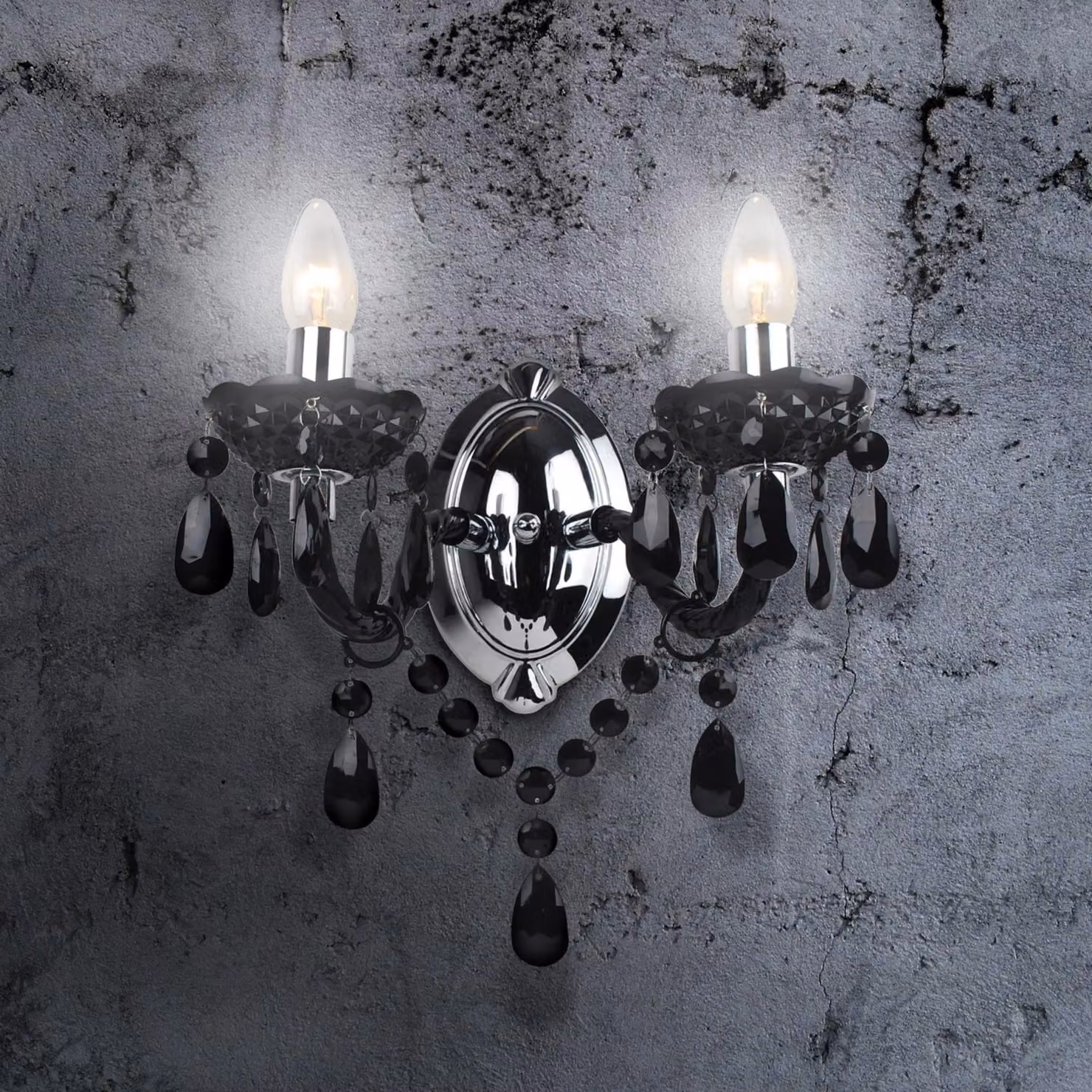 First Choice Lighting Marie Therese Style Black and Chrome Wall Light – 2